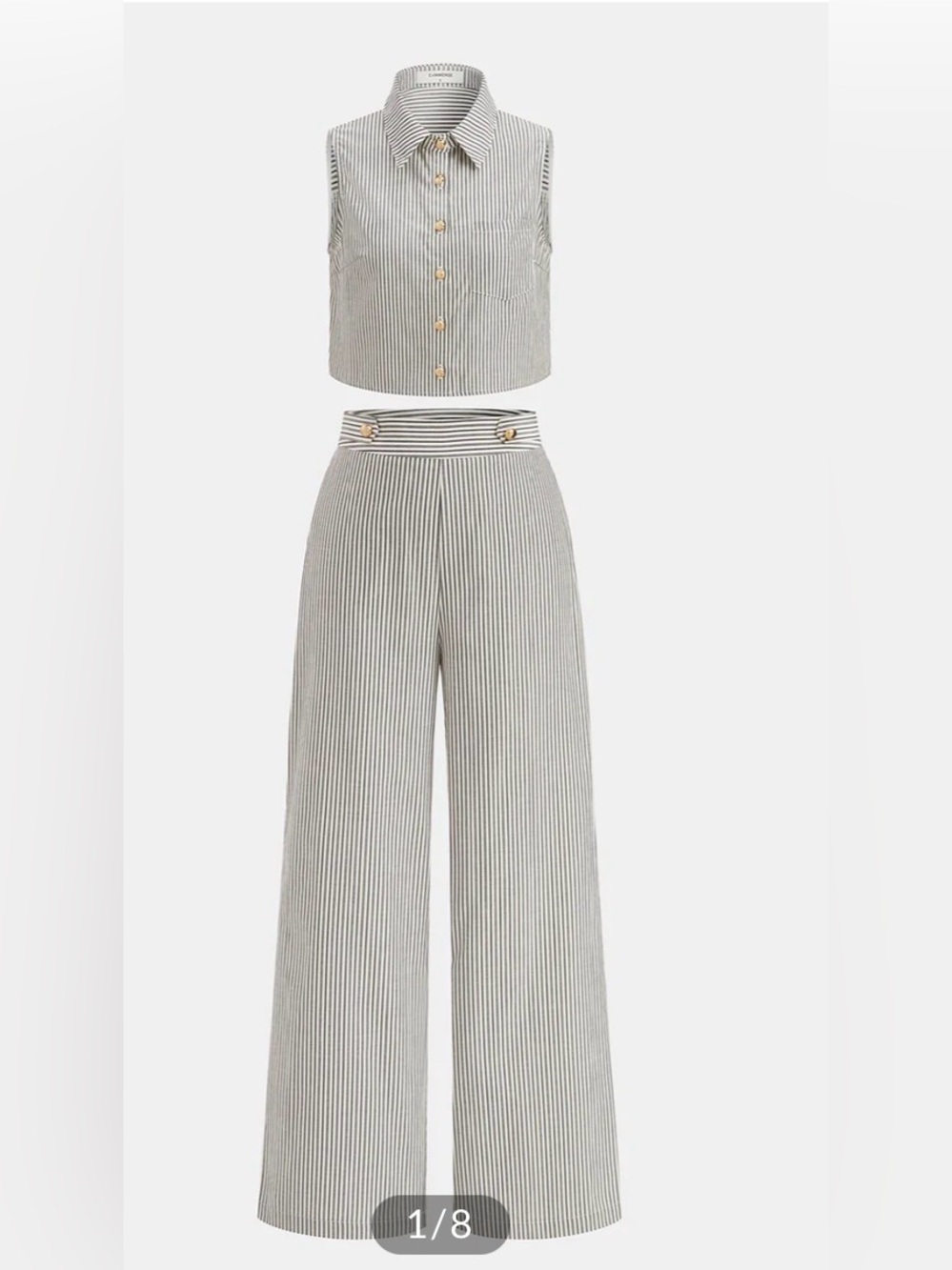Commense Striped Sleeveless Top & Pants set
